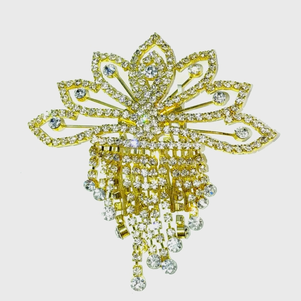 Gold rhinestone hair comb NWT
